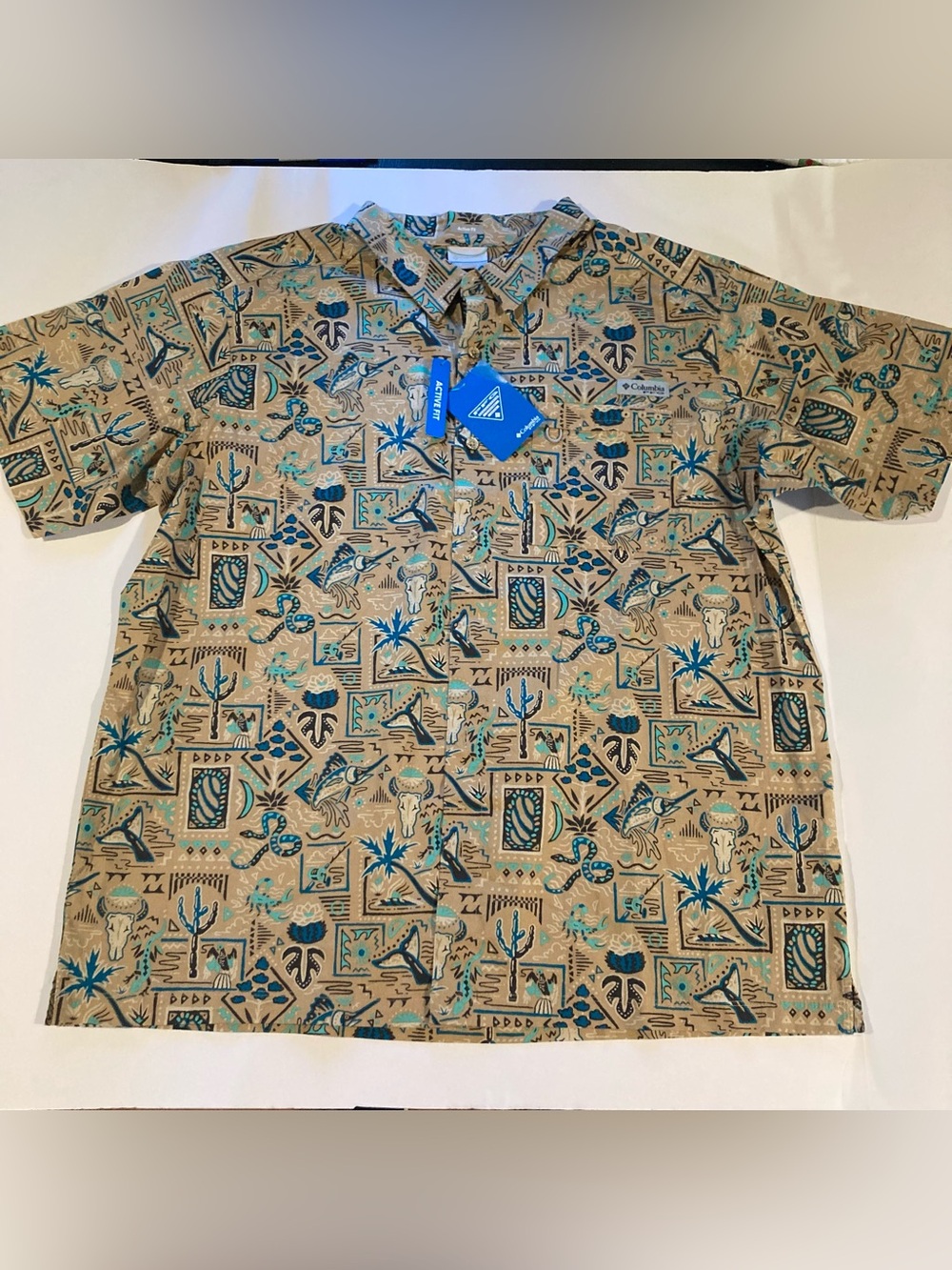 NEW - Columbia Mens PFG Wild Cash Camp Shirt Short Sleeve -  XXL